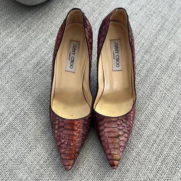 Jimmy Choo Shoes Womens Pink Yellow Snakeskin Pump Heels - fits a 7.5-8 - Picture 3 of 8